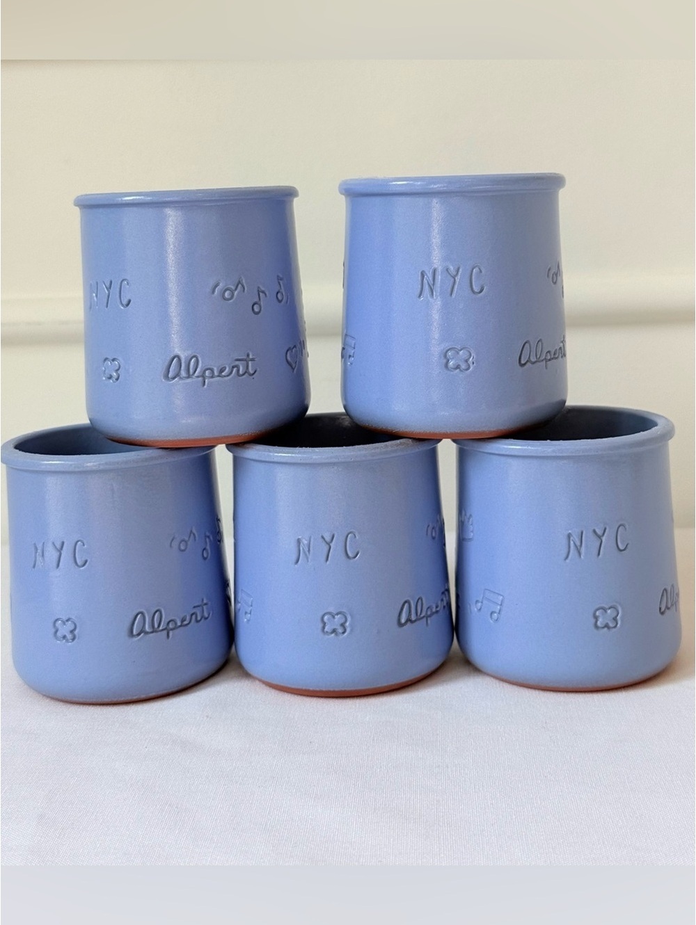 Set of 5 La Fermière French Ceramic Yogurt Pots | Lavender Cups | Made in France